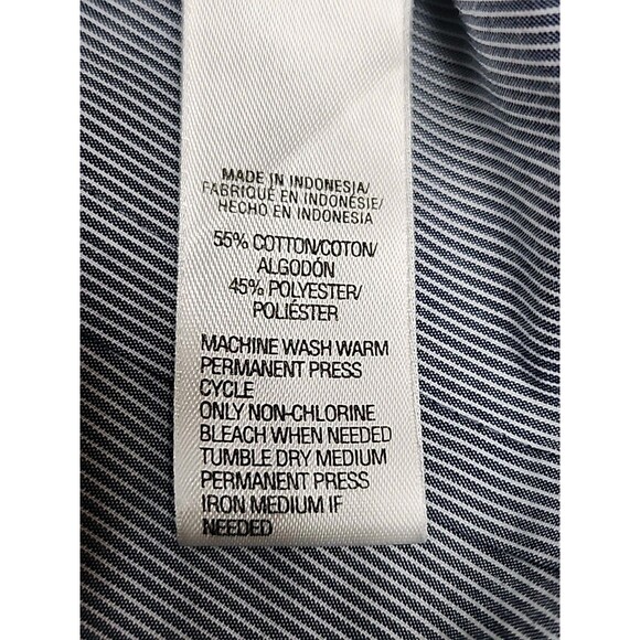 IZOD Women's Size Medium Blue Striped Long Sleeve Button up Dress Shirt Classic - Picture 9 of 9